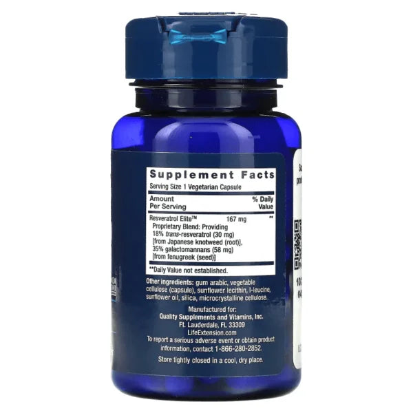 Life Extension Resveratrol Elite 60 Veg Capsulas Informacion nutricional