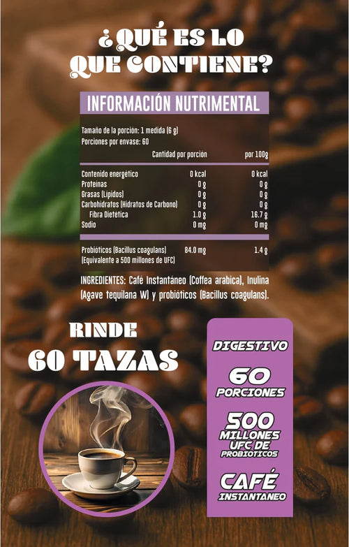Advance Nutrition Prebióticos y Probióticos 360g 60 Serv Informacion nutricional