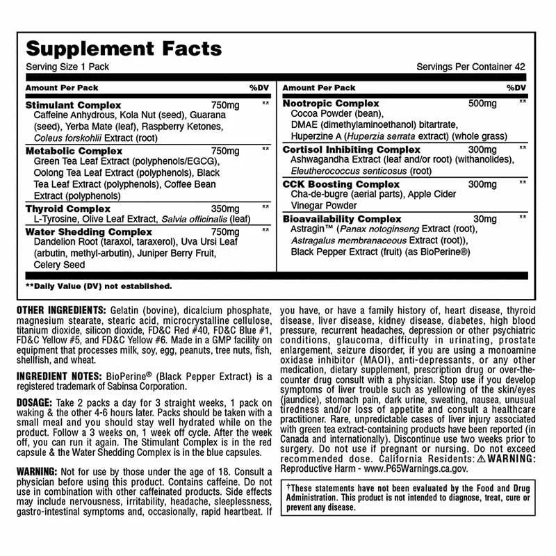 Universal Animal Cuts 42 packs informacion nutricional