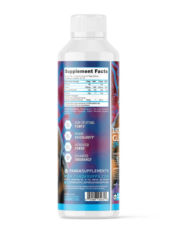 Panda Pump Glicerol Liquido 473 ml 32 Serv Informacion Nutricional