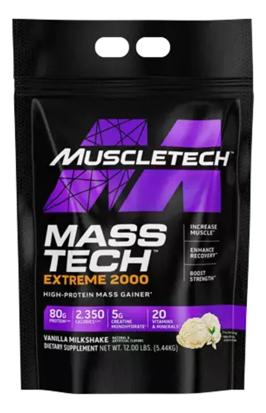 Muscletech Mass Tech Extreme 2000 12 Lbs Ganador Vainilla milkshake Portada