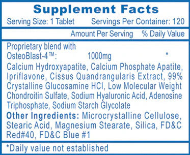 Hi Tech Osteo-Rx 120 Tabletas Informacion nutricional