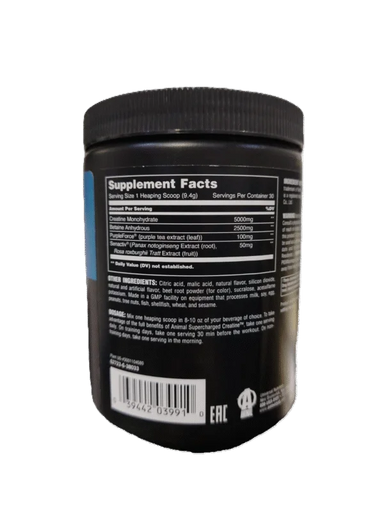 Universal Animal Creatina XL Supercharged 30 Servicios Fruit Punch Informacion nutricional