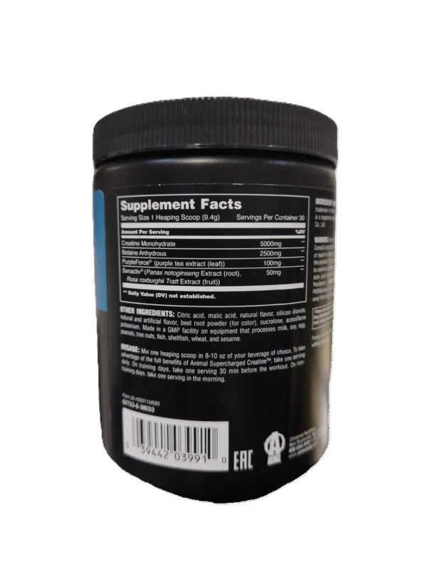 Universal Animal Creatina XL Supercharged 30 Servicios Fruit Punch Informacion nutricional