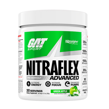 GAT Sport Nitraflex Advance Pre Entreno 30 Servicios manzana verde