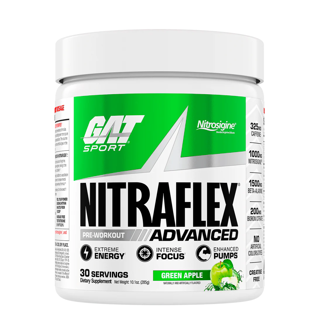GAT Sport Nitraflex Advance Pre Entreno 30 Servicios manzana verde