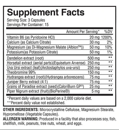 Evogen Super Dry 45 Capsulas Informacion nutricional