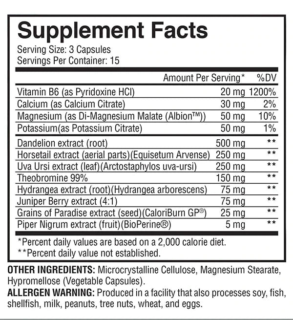 Evogen Super Dry 45 Capsulas Informacion nutricional