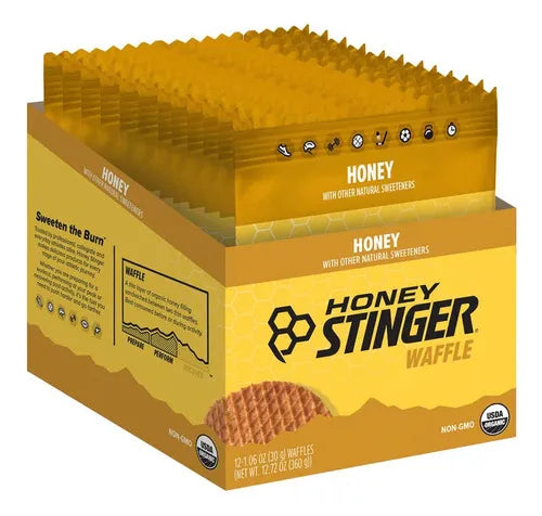 Waffles Honey Stinger Energético Orgánico Deportivo Sabor Chocolate 12 pack Miel Portada