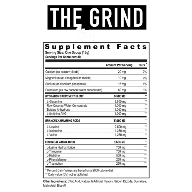 Axe & Sledge The Grind Eaas + Hydratation 30 serv Informacion Nutricional