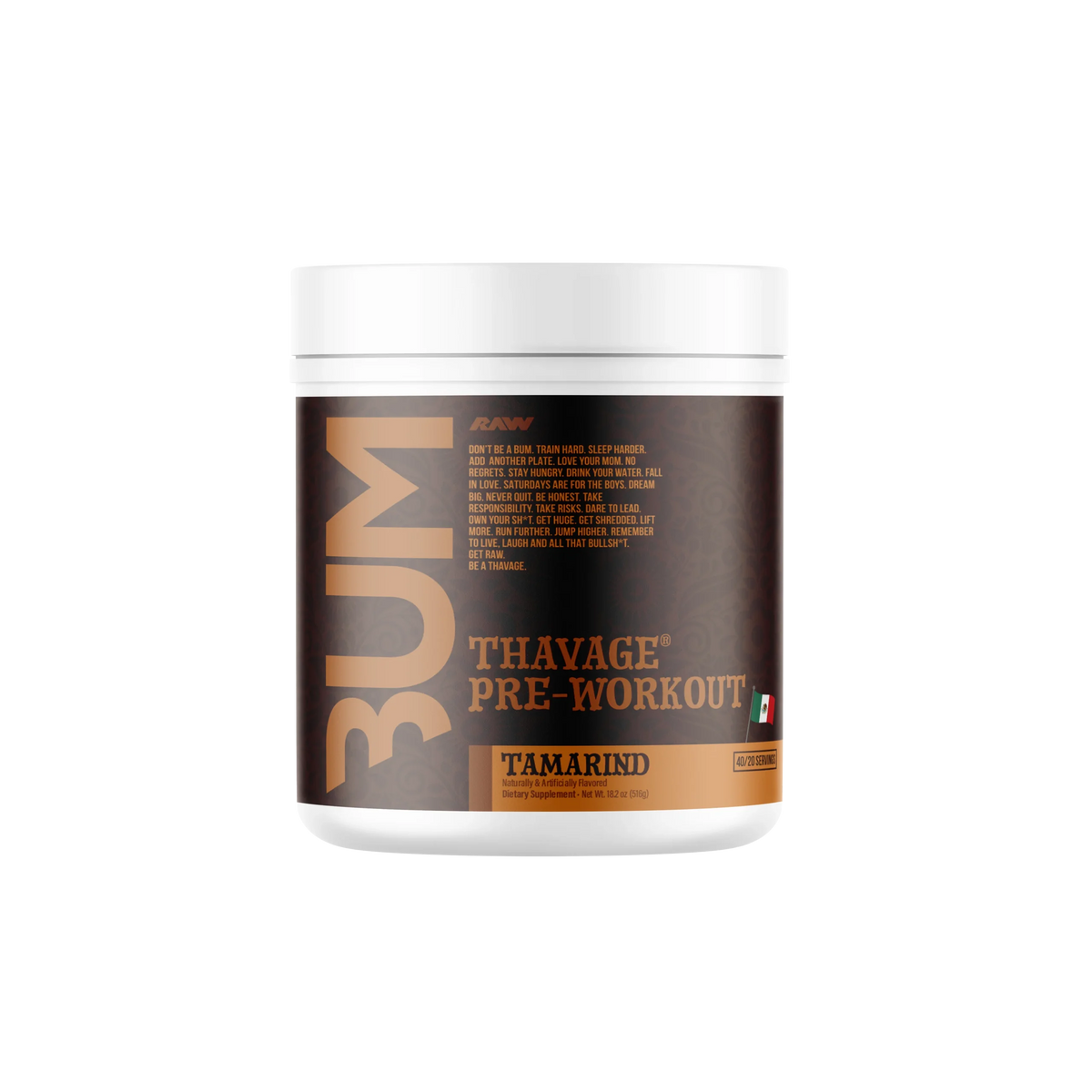 Raw Nutrition Bum Thavage Pre Entreno 40 Servicios tamarindo