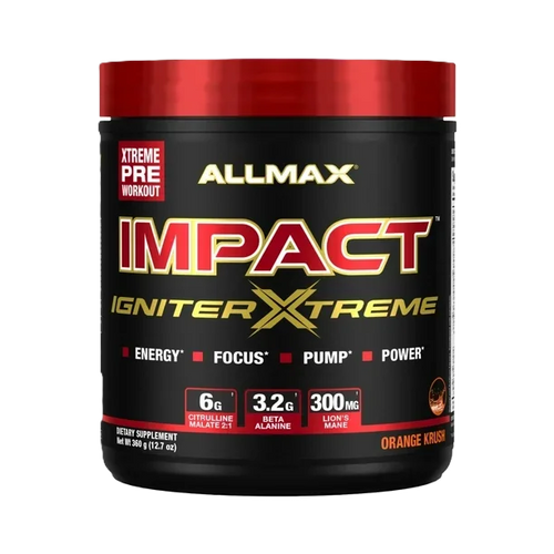 Allmax Impact Igniter Extreme Pre Entreno 300Gr 20/40 Servicios orange crush