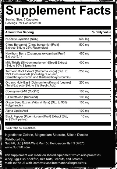 Nutrifitt regenesis advance organ support 150caps Informacion nutricional