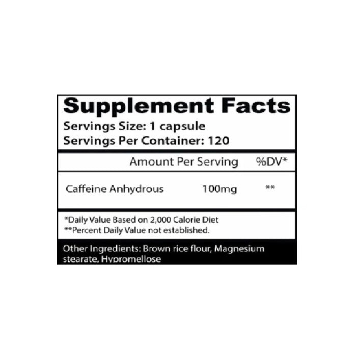 Insane Labz Cafeina 120 capsulas informacion nutricional
