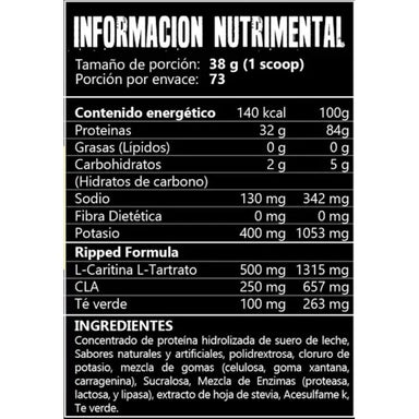 43 Supplements Proteina Whey Ripped 5 Lbs 72 Servicios informacion nutricional