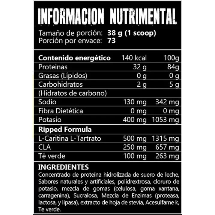 43 Supplements Proteina Whey Ripped 5 Lbs 72 Servicios informacion nutricional
