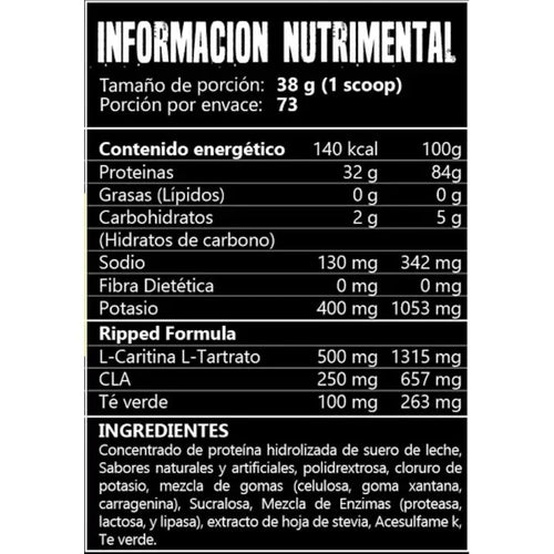 43 Supplements Proteina Whey Ripped 5 Lbs 72 Servicios informacion nutricional