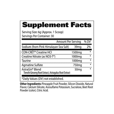 GAT Sport Creatina HCL+ 30 Servicios informacion nutricional
