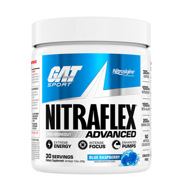 GAT Sport Nitraflex Advance Pre Entreno 30 Servicios blue raspberry