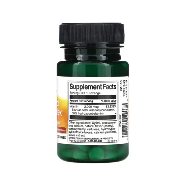 Swanson Actived B12 Complex 60 Lozenges 2000 Mcg Informacion nutricional