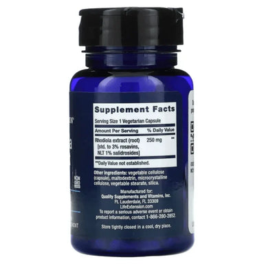 Life Extension Rhodiola Extract 250mg 60 Veg Capsulas Informacion nutricional