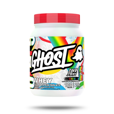 Proteina Ghost Whey Clear 1.57 Lbs 20 Servicios sour strips rainbow
