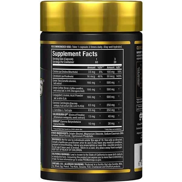 Allmax Rapidcuts Thermo 60 Capsulas infromacion nutricional