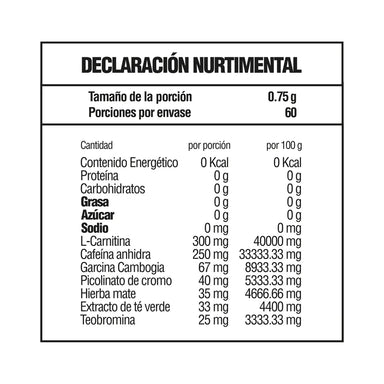 FSB Lipo Shred Fit Line 60 Capsulas informacion nutricional 2