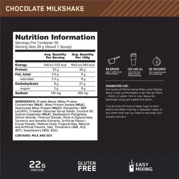 Optimum Nutrition Proteina Performance 100% Whey Protein 4 Lbs Proteina Performance 100% Whey Protein 4 Lbs vainilla softserve Informacion nutricional