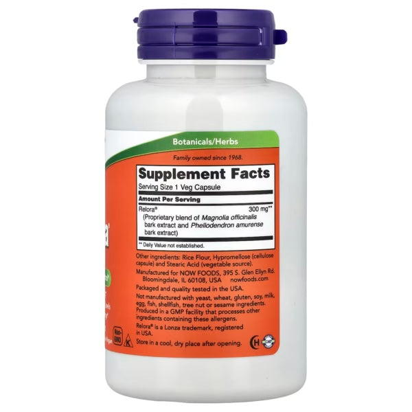 Now Foods Relora 300 Mg 120 Caps Informacion nutricional