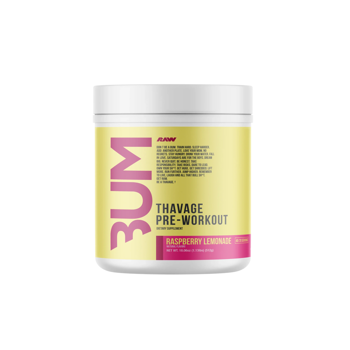 Raw Nutrition Bum Thavage Pre Entreno 40 Servicios raspberry lemonade