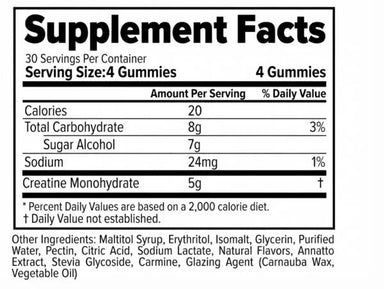 Finaflex Creatine Gummies 30 Servicios Informacion nutricional