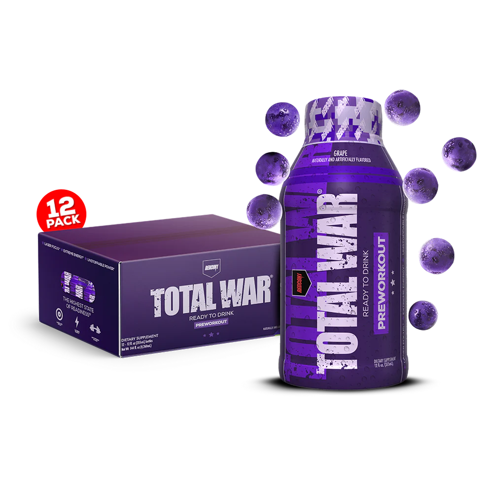 Redcon1 Total War Ready To Drink Pre Entreno 12 Pack grape