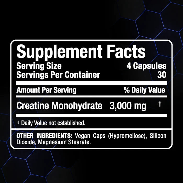 Allmax Creatina 3000 120 Capsulas informacion nutricional