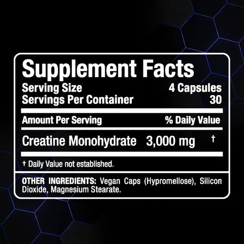 Allmax Creatina 3000 120 Capsulas informacion nutricional