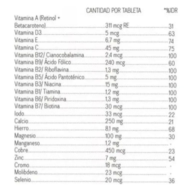 Nutrilite Daily Plus 90 Tabletas Informacion nutricional