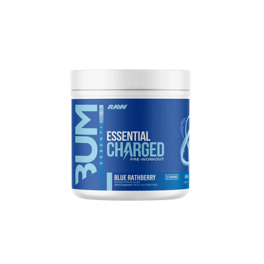 Raw Nutrition Bum Essentials Charged Pre Entreno 25 Servicios blue rathberry