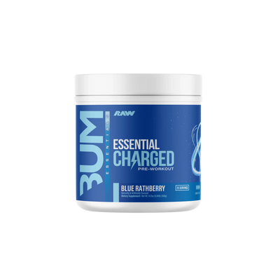 Raw Nutrition Bum Essentials Charged Pre Entreno 25 Servicios blue rathberry