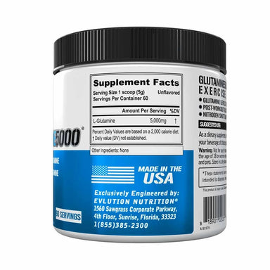 Evlution Nutrition Glutamina 5000 300g 60 Servicios informacion nutricional