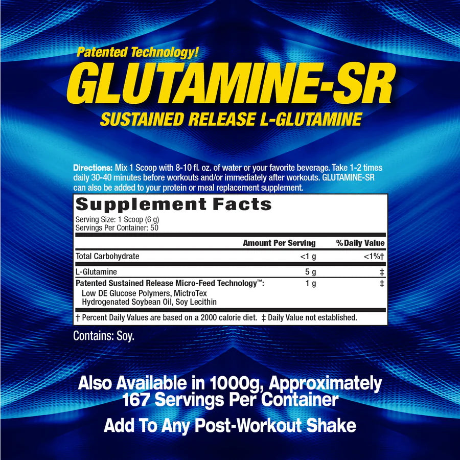 MHP Glutamina Sr 300Gr informacion nutricional