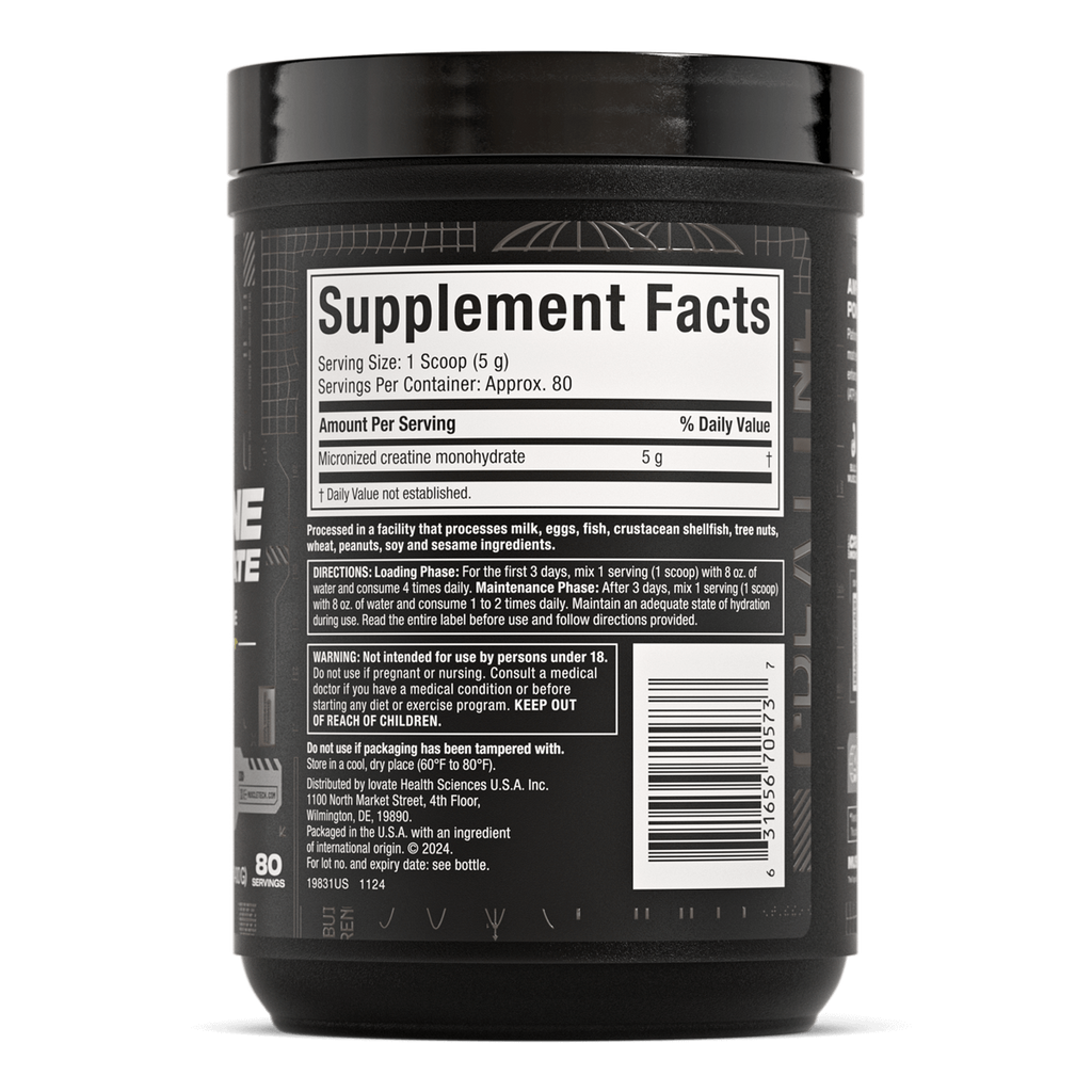 Muscletech Platinum 100 % Creatina Monohidratada 400 gramos 80 servicios Informacion Nutricional