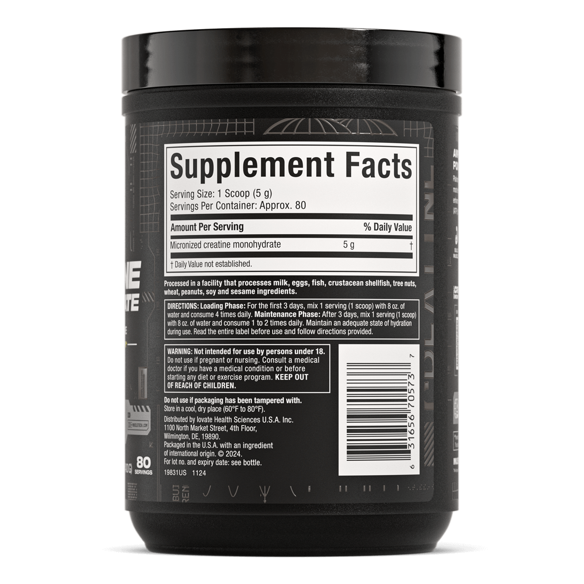 Muscletech Platinum 100 % Creatina Monohidratada 400 gramos 80 servicios Informacion Nutricional