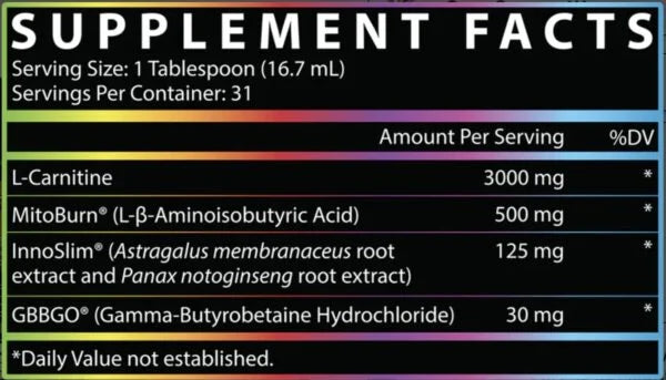 Nutrex Research Carniburn Fuego Non-Stim 31 Servicios Informacion nutricional