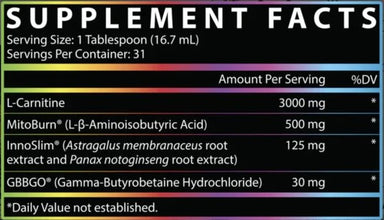 Nutrex Research Carniburn Fuego Non-Stim 31 Servicios Informacion nutricional