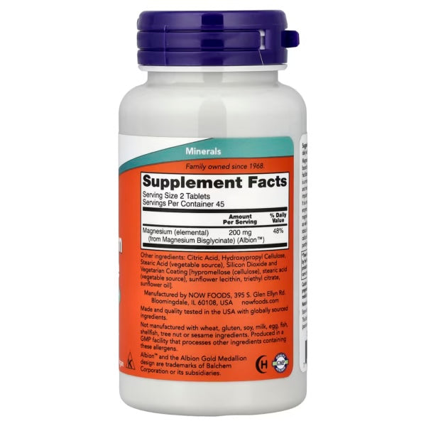 Now Foods Magnesium Glycinate 90Caps 120Mg Informacion nutricional