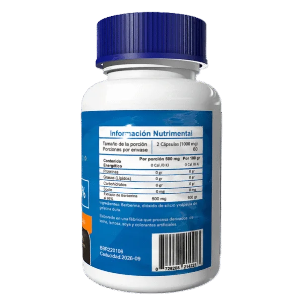 Essentials Berberina 95% 500mg 120 Capsulas Informacion nutricional