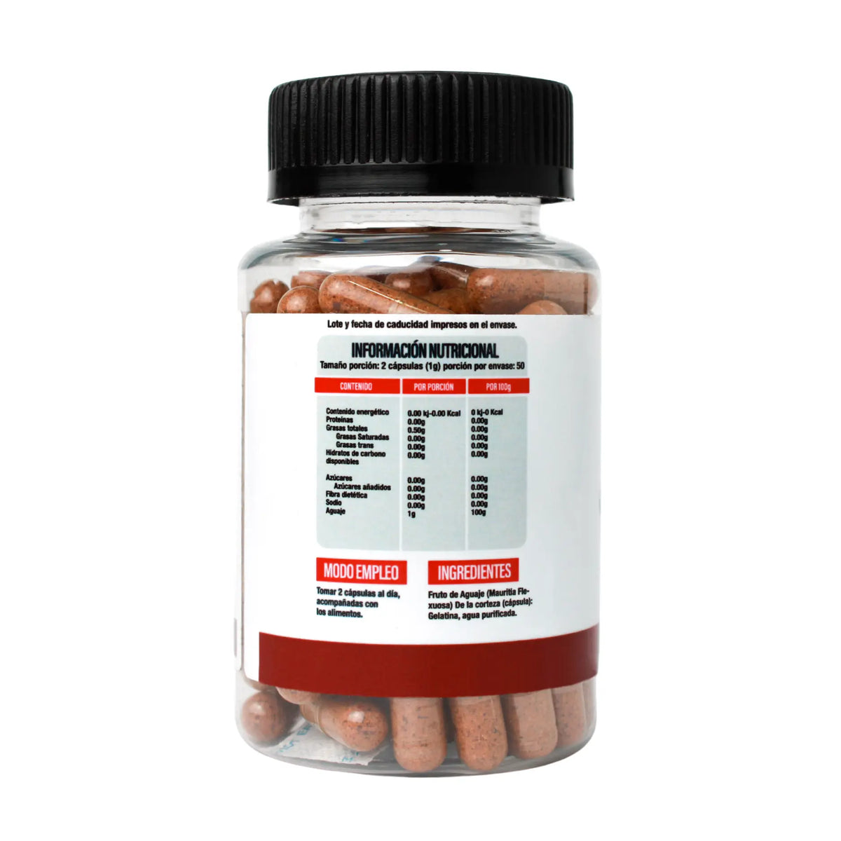 Superlabs Nutrition Aguaje 500 mg 100 Capsulas Informacion nutricional