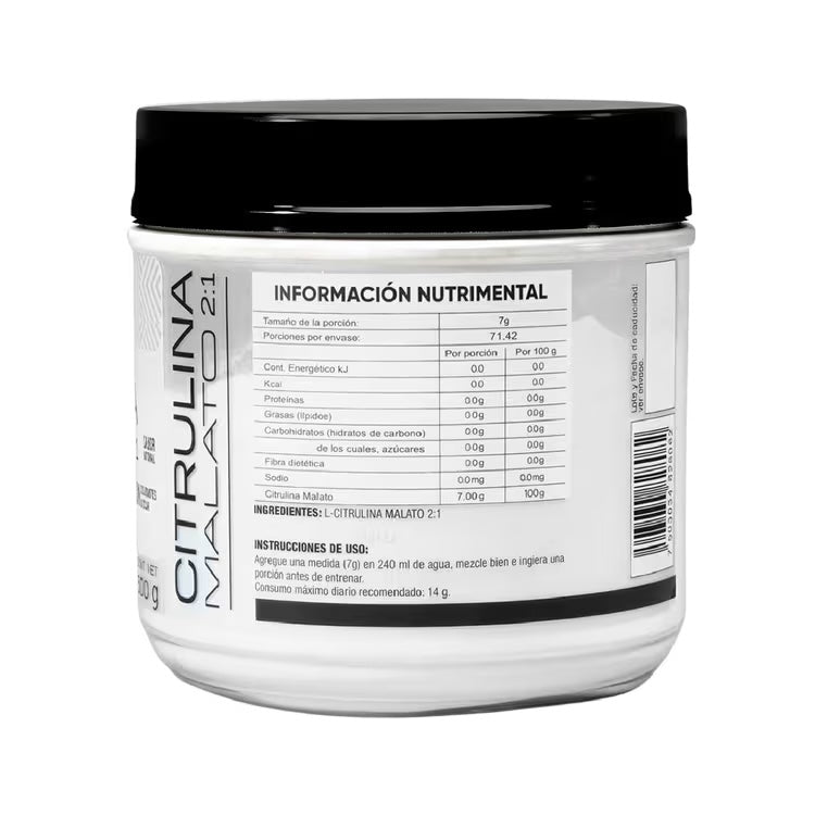 Kardagar Citrulina Malato 2:1 500Gr 71 Servicios Sin Sabor Informacion nutricional 2