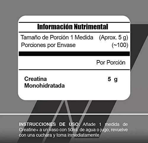 Meta Nutrition Creatina 550gr 110 Servicios informacion nutricional