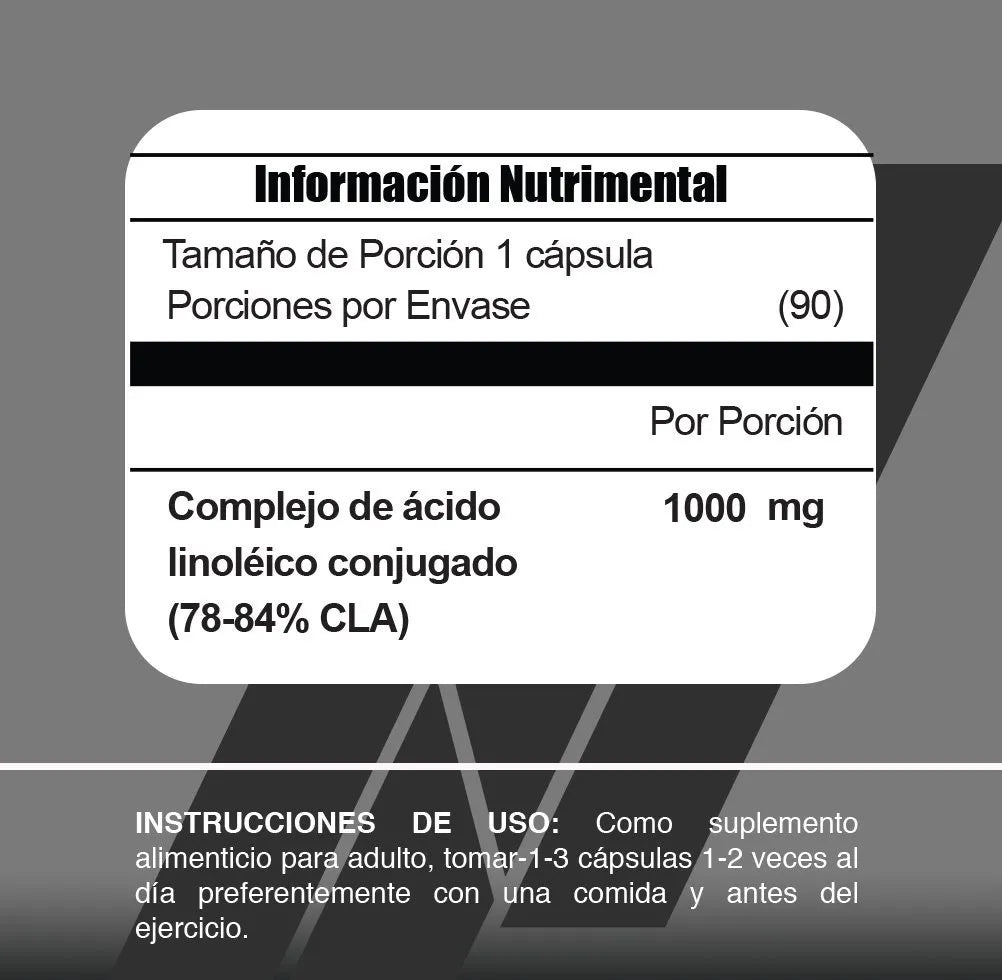 Meta Nutrition CLA + 90 capsulas informacion nutricional